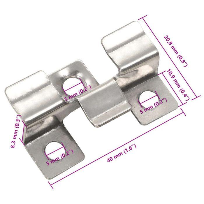 VidaXL Clip de fixation de terrasse 100pcs et 200 vis Acier inoxydable 45063