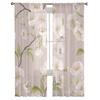 Spring Brown Background Peach Blossom Tulle Curtains For Living Room Home Decor Window Curtain Kitchen Sheer Voile Curtain