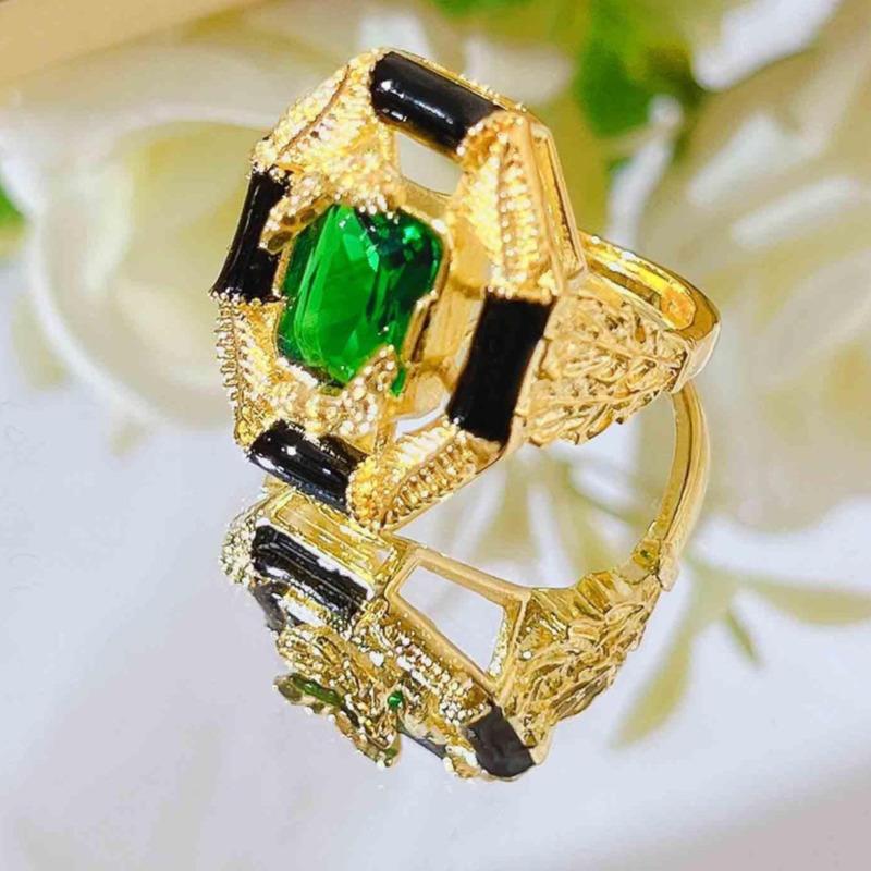 BELLA BOX French Retro Oak Leaf Black Enamel Ring Suitable for Women's Daily Party Fashion Jewelry