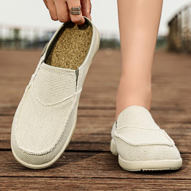 Große Größe 39-47 Canvas Halbschuhe für Herren Pantoletten Slipper Ballerinas Rückenfreie Slipper Hausschuhe Herren Slides Herren Offene Freizeit Schuhe