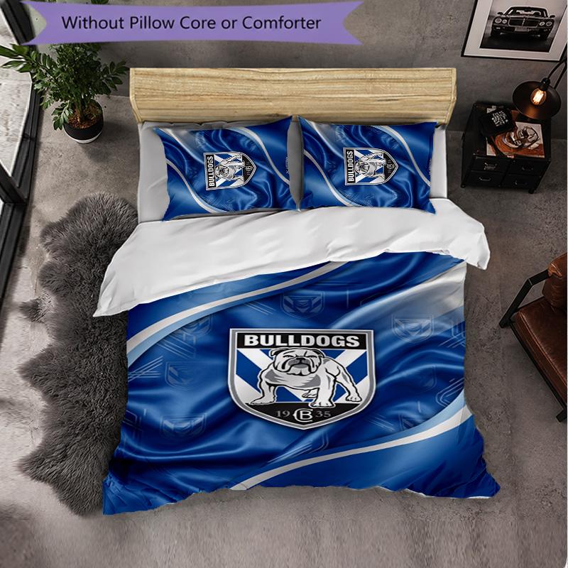 Canterbury-Bankstown Bulldogs Pattern Microfiber 3Pcs Bedding Set Decor Duvet Cover Set For Bedroom Home Use
