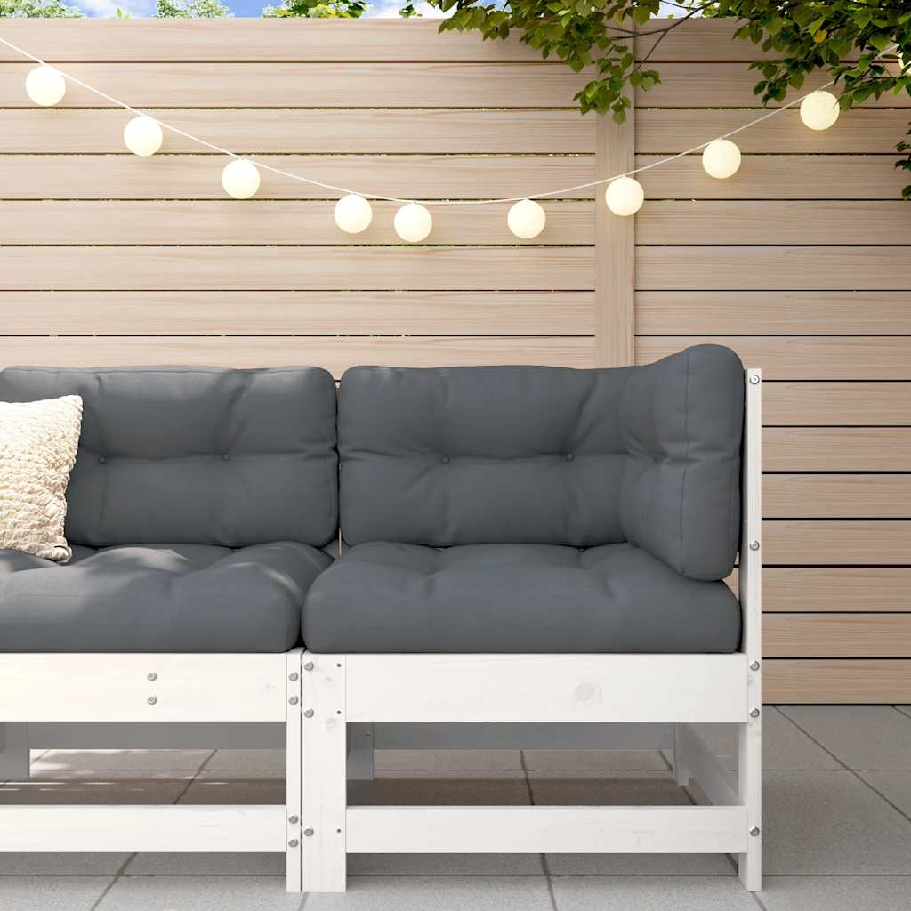 L Shaped Sofa with Cushions White Solid Pine Wood