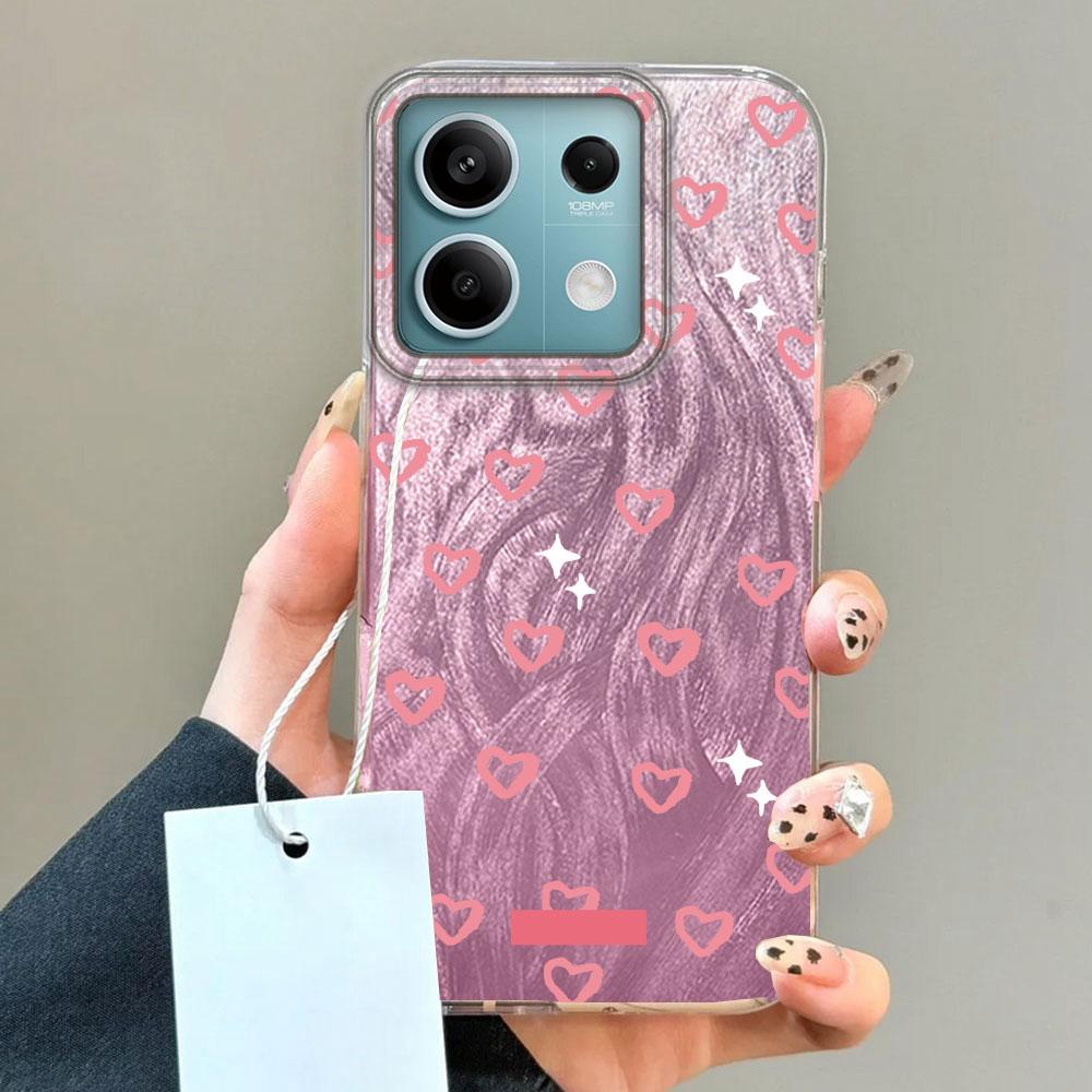 Cute Pink Love Heart Phone Case for Xiaomi Redmi A3 A3X A4 14C Note 10 12 11 Pro Poco X5 X7 Pro X5 X7 Pro Shell Silicone Cover