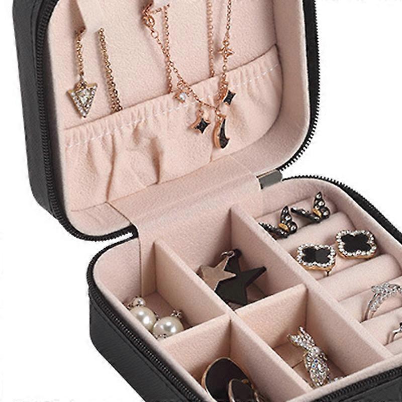 Reise Schmucketui Exquisit Große Kapazität Kratzfest Tragbar Schmuck-Organizer-Box für Outdoor-Reisen Schwarz