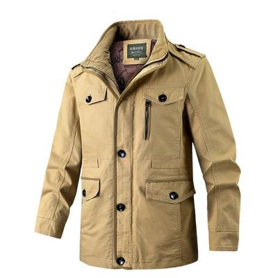 Men's Cross-Border Cotton Jacket - Casual Loose Fit, Medium-Length, Plus Size Outerwear for Middle-Aged & Elderly.