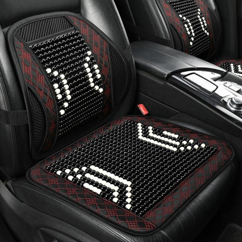 Universal Vehicle Chair Ventilated Cooling Seat Pad Cushion Beaded Comfort Seat Cover Lumbar Back Brace Support Cushion