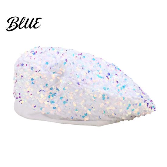 Classic Cap for Girls Women Sequined Beret Hat Sparkly Retro Artist Cap Stylish Versatile Outfit Accessory Adjustable Painter Street Party