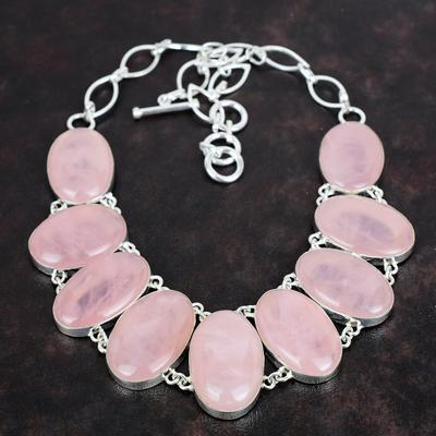 Rozenkwarts edelsteen ketting 925 sterling zilveren ketting verstelbare ketting handgemaakte sieraden geboortesteen ketting jubileumcadeaus