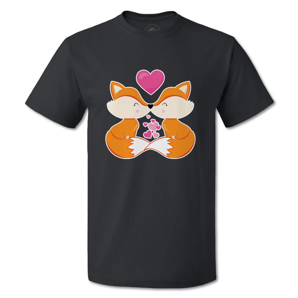 Funny Graphic T Shirts Valentine Foxes Kiss Holidays and Occasions Valentins Day S