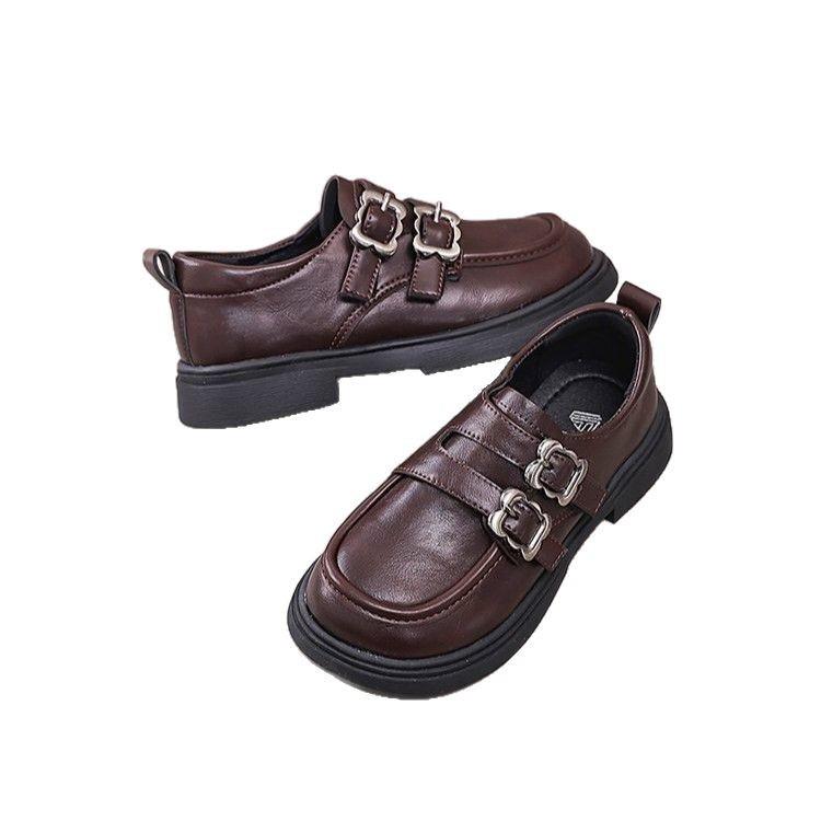Mädchen Lederschuhe Prinzessinnenschuhe 2025 Frühling neue Kinderschuhe schwarz kleines Mädchen Einzelne Schuhe Britischer Stil Slipper