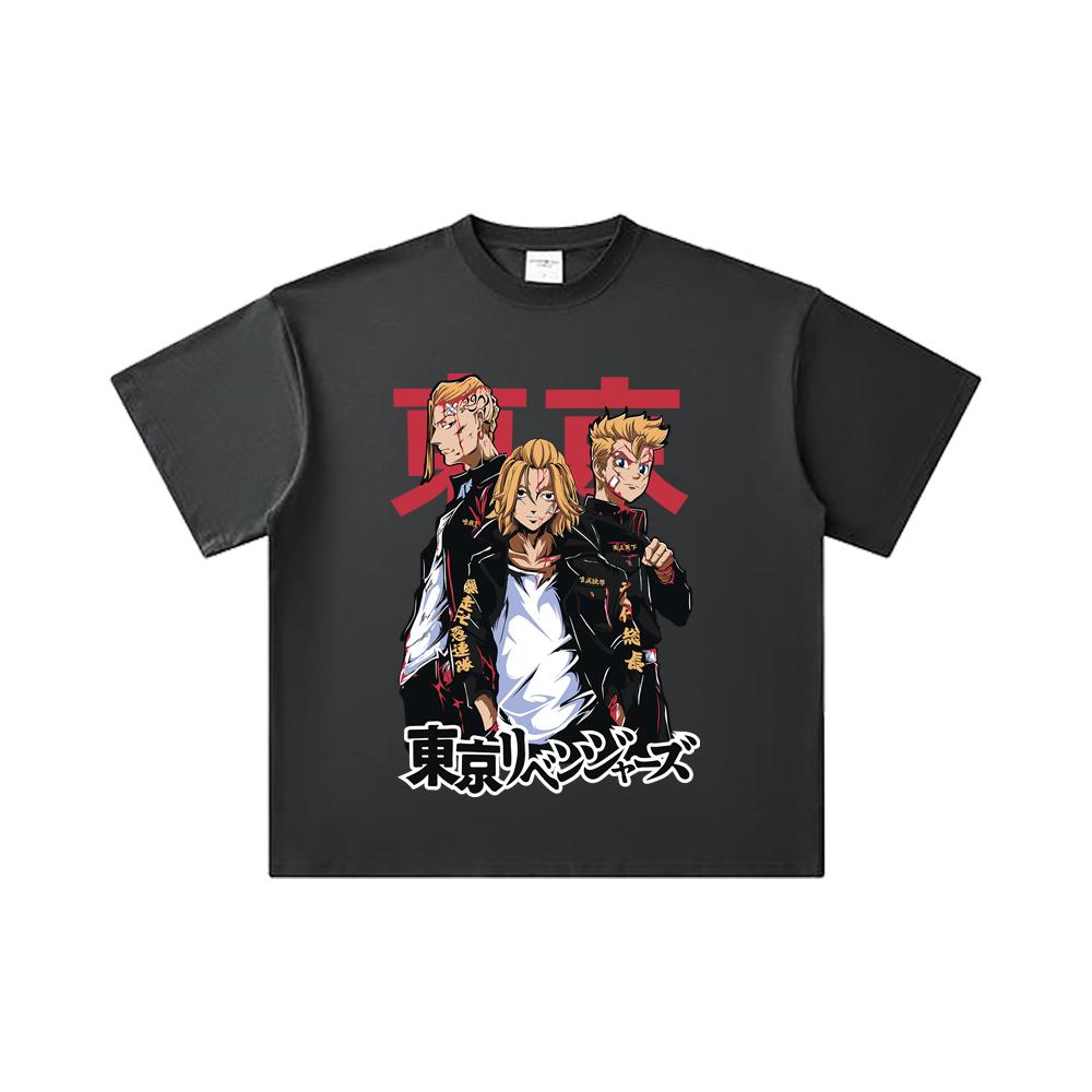 260 g/m² Doppeltgarn 32er Zähl Garn 100% Baumwolle Tokyo Revengers V1 Druck Unisex Schweres Baumwoll-T-Shirt