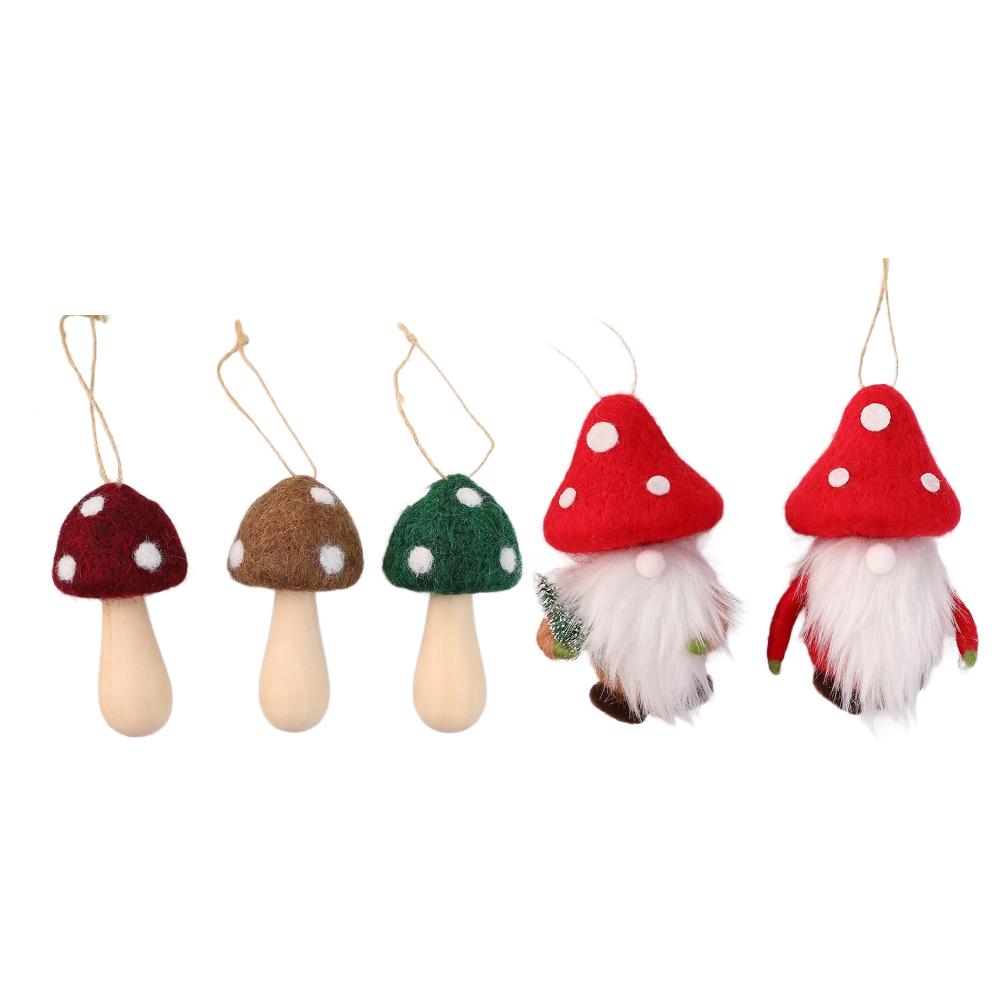 Enhancing Christmas Displays Christmas Pendant Mini Hanging Decor Mushroom Ornament Wool Felt Material Compact Size