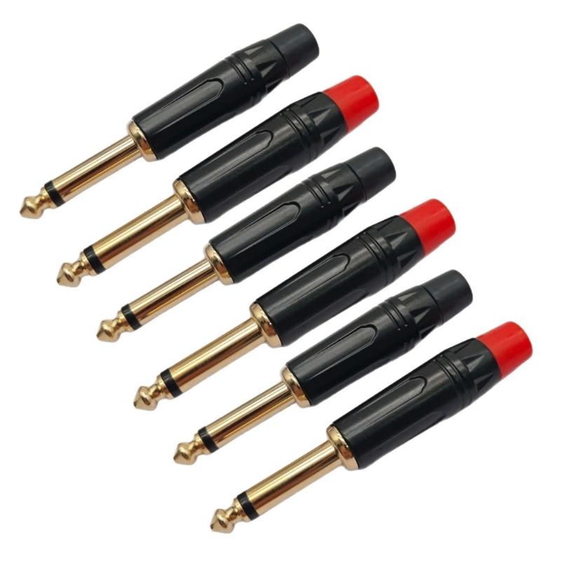 2/4/6Pcs Musical Sound 6.35mm 1/4inch Solder Type Mono Stereo Adapter Connector for Speaker/Guitar/Microphones Cable