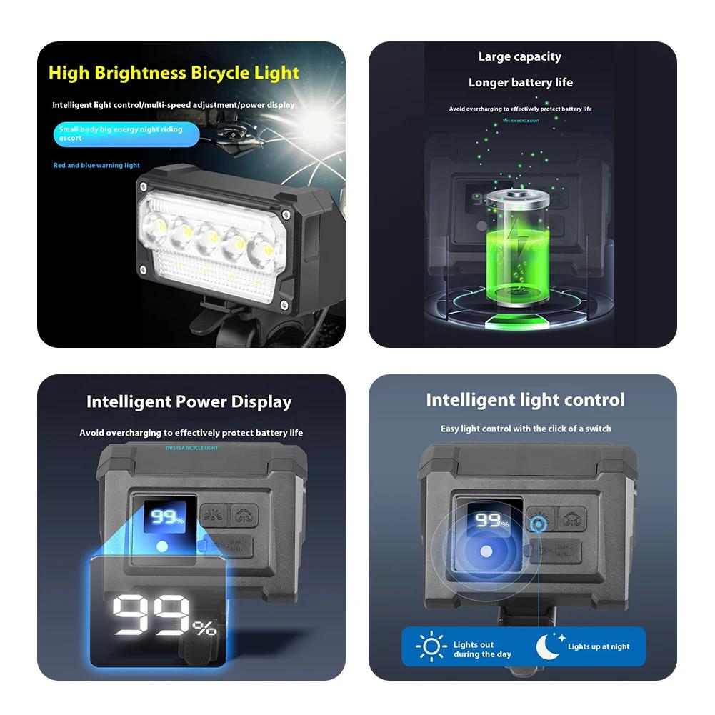 Bright Bicycle Light 5 LED Front Type C Rechargeable MTB Mountain Bicycle Lamp 1000LM Bike Headlight Flashlight Cycling Scooter