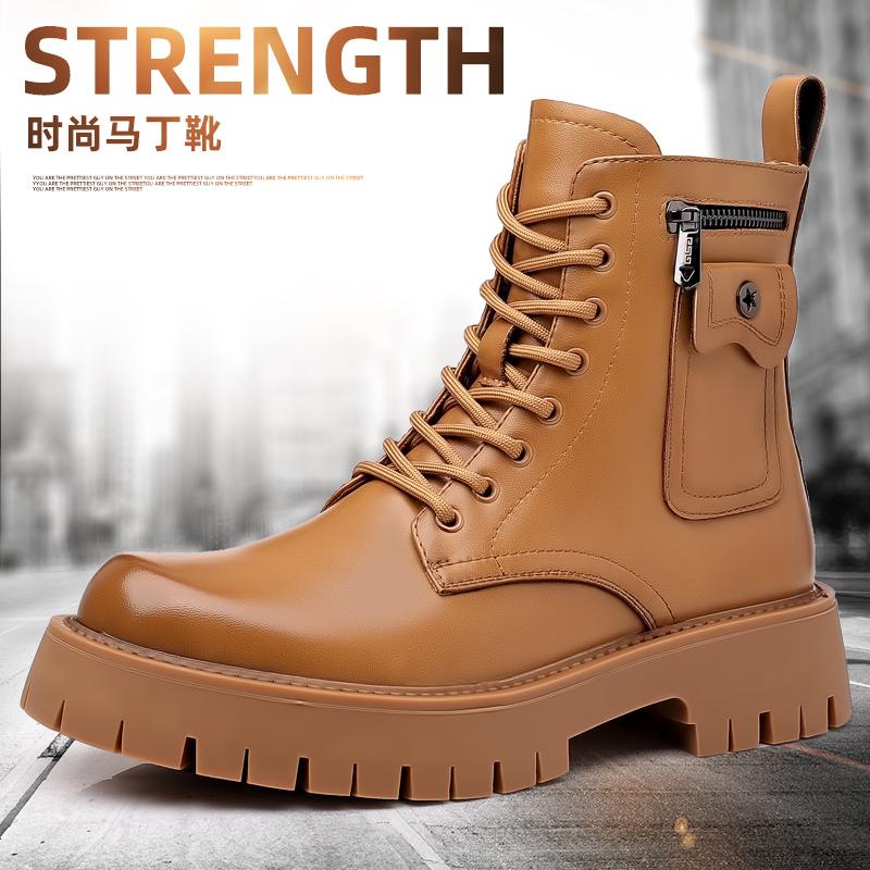 mens fashion original leather boots  designer shoes cowboy platform boot stage nightclub dress cool high motorcycle botas