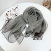 Double Layer Silk Wool Scarf Spring and Autumn Thin Pure Silk Neck Guard New Shawl Solid Color Wool Silk Scarf