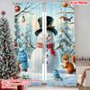 2pcs 2D Flat Printing Merry Christmas Curtains Winter Snowman Versatile Durable Polyester Without Electricity Festive Curtains