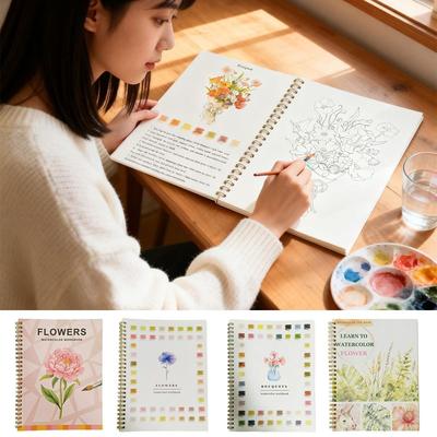 Beginner-Friendly Watercolor Workbook DIY Art Learning Guide Watercolor Workbooks Coloring Book Art Painting Supplies