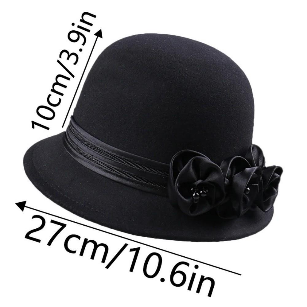 Warm Wool Formal Hat Adjustable Flower Decorated Hat Korean Fisherman Hat Top Hat