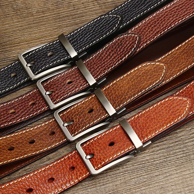 Belt Men's Retro Handmade Trendy Lychee Embossed First Layer Cowhide Leather Workwear Casual Pants Belt Men's