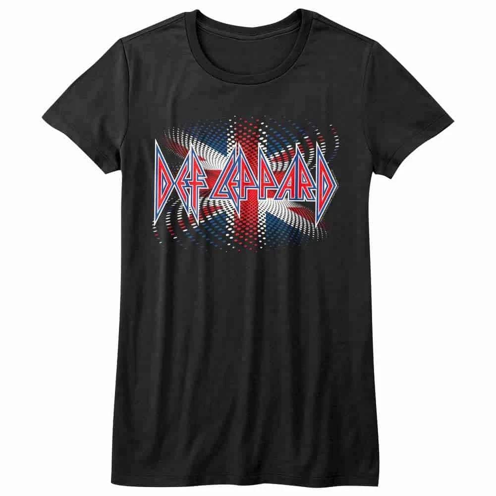 Def Leppard Warped British Flag Women s T Shirt M