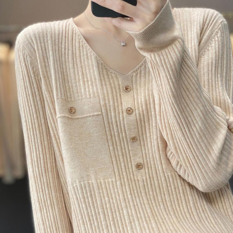 

Знаменитый женский маленький розовый топ свитер с V-образным вырезом базовая рубашка осенний свитер модная рубашка One size