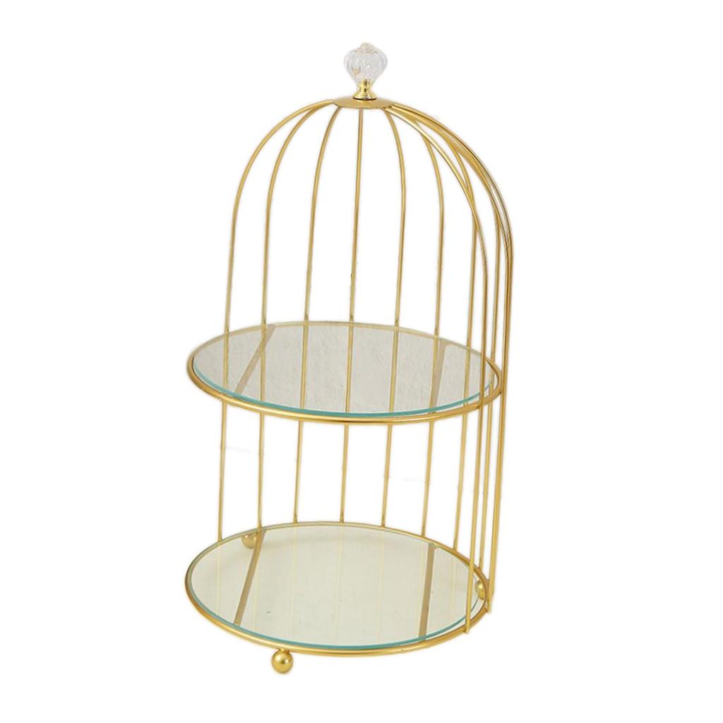 Golden Jewelry Holder Cupcake Stand Makeup Organiser Women , Double Layer, Others