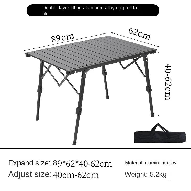 Portable Camping Table Folding Picnic Table Aluminum Folding Camping Table Adjustable Liftable Legs with Bag Outdoor