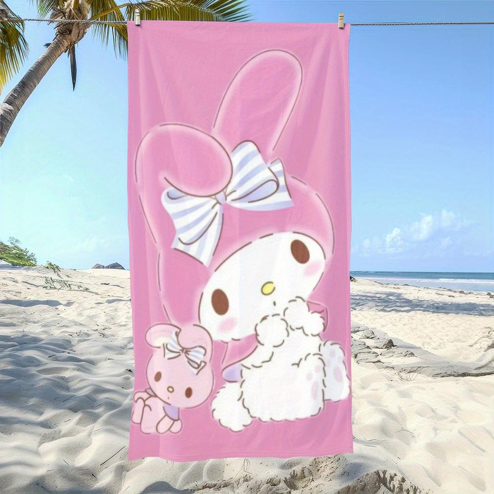 

1pc Cute My Melody Beach Towel Pink Rabbit Bow Print Soft Absorbent Quick Dry Summer Beach Pool Bathroom Towel W30*H60(CM)