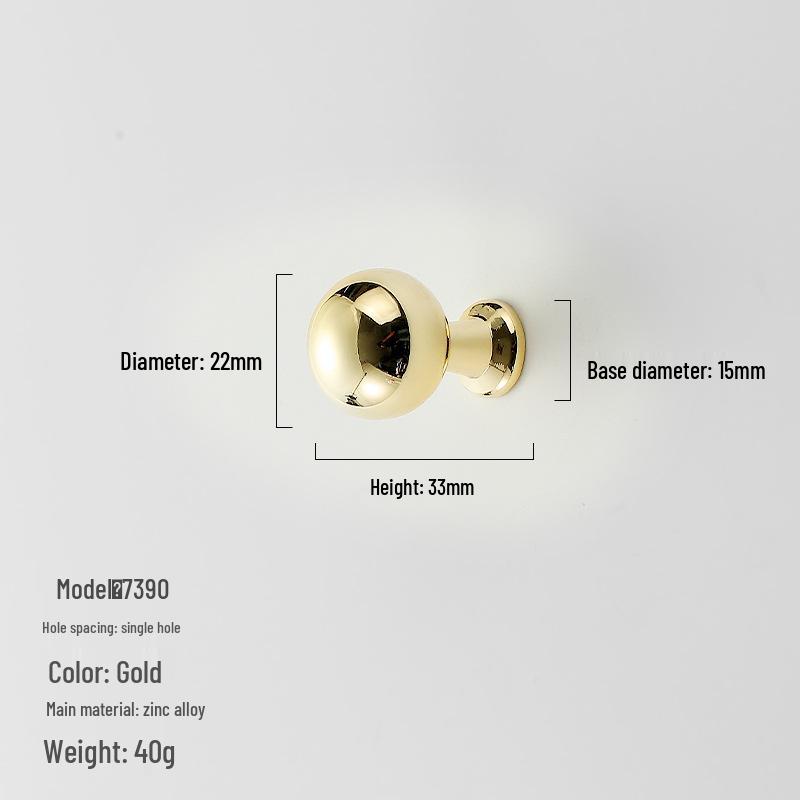 American Minimalist Zinc Alloy Single Hole Handle for Drawer, Shoe Cabinet, Wardrobe - Bright Silver/Gold Finish