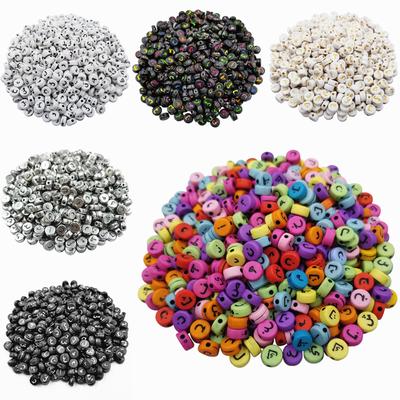100Pcs 7mm Jóias Fazendo Mixed Arabic Alphabet Loose Beads DIY Colar Pulseira Pingente