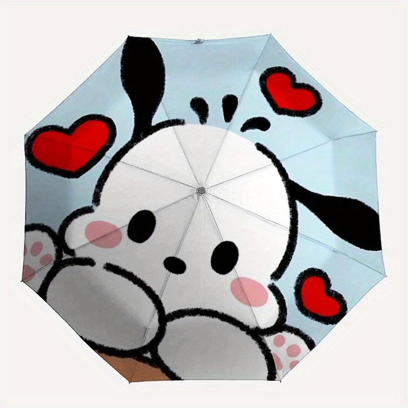 1pc Sanrio Heart Pochacco Automatic Opening and Closing Umbrella - Lightweight 3-Fold Design, Suitable for Fans, Travel, Daily Use - Official Product,
