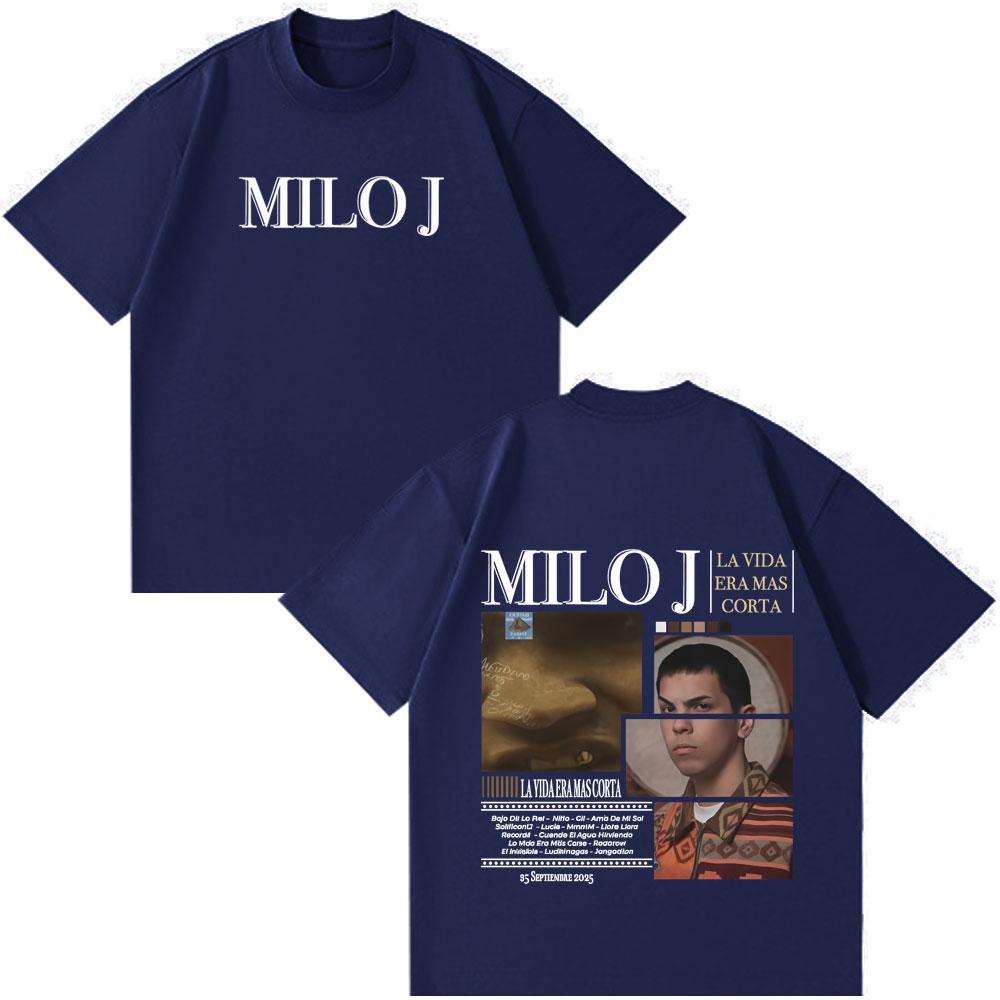 Rapper Milo J La Vida Era Mas Corta Tshirts Men Women Fashion Hip Hop Oversized T Shirt Cotton Short Sleeve Tee Shirt Streetwear