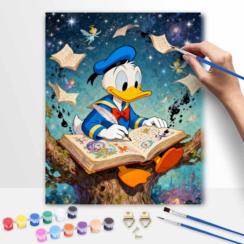 Disney Donald Duck Fantasy Book Digital Oil Painting Art Kit Handmade Coloring Painting Home Decor