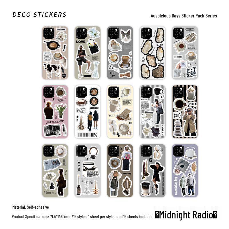 Good Times Series INS Journal Decorative Stickers - 15 Sheets, 4 Styles
