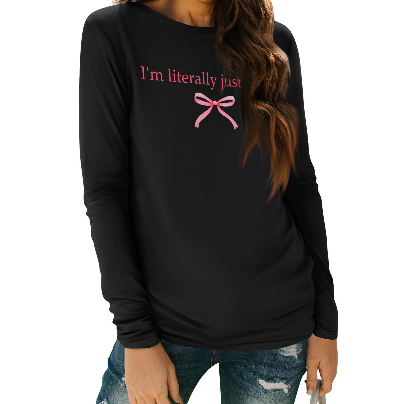 

Женские рубашки с длинным рукавом, топы, элегантные повседневные рубашки, топы-туники с круглым вырезом L чёрный