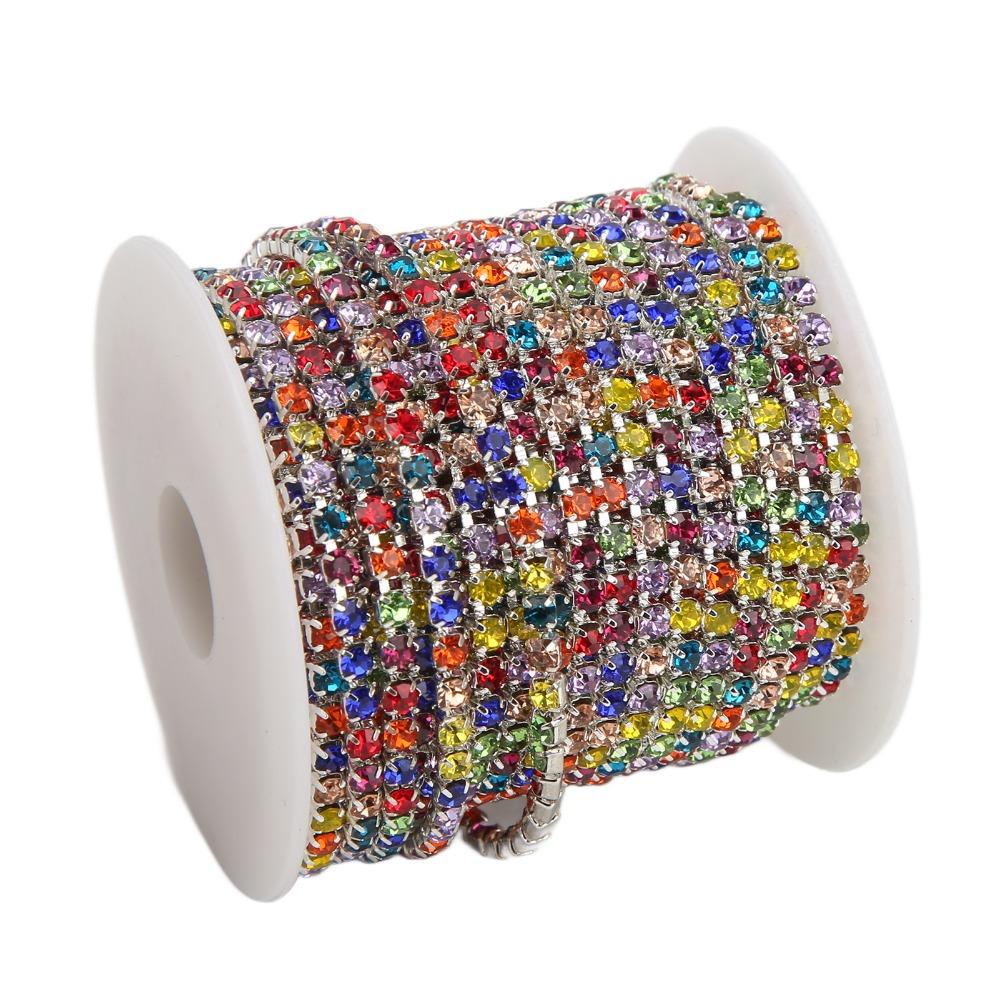 1pcs 3mm Rhinestone Trim 10 Yards Crystal Rhinestone Trim Glittering Rhinestone Chain  For DIY Craft