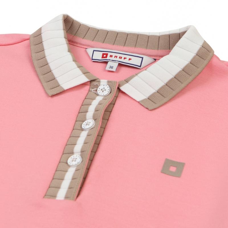 ONOFF Women S KniT Collar PoinT Solid T ShirT Pink Of9053lb