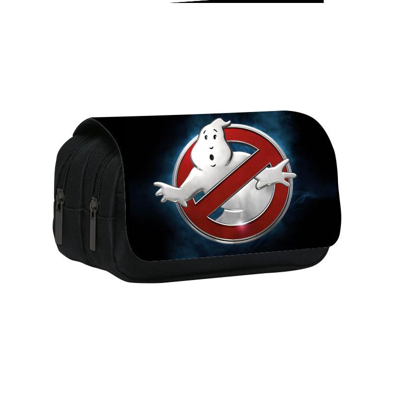Ghostbusters Pattern Double Layer Flip Cover Stationery Storage Bag For Students