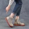 Johnature Ethnic Style Retro Soft Soled Hollow Out Boots Versatile Genuine Leather Flat Women's Sandals
