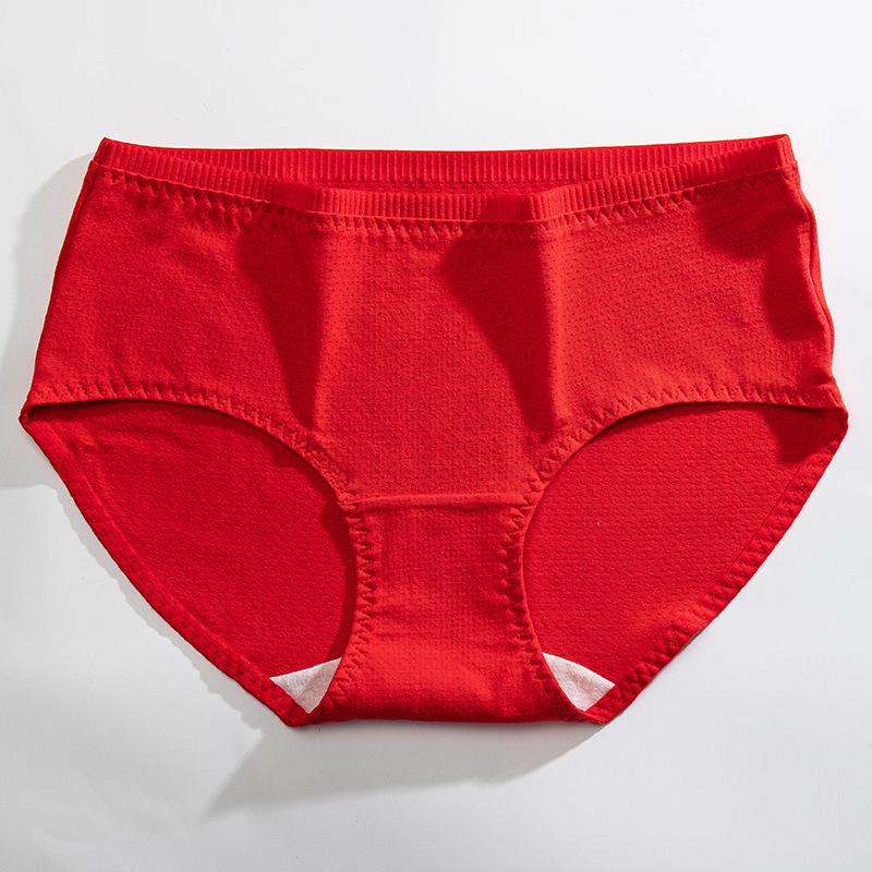 Women's mid-rise breathable cotton antibacterial gusset comfortable plain colour briefs