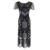 1920s Gatsby Sequined Evening Gown with Tassels