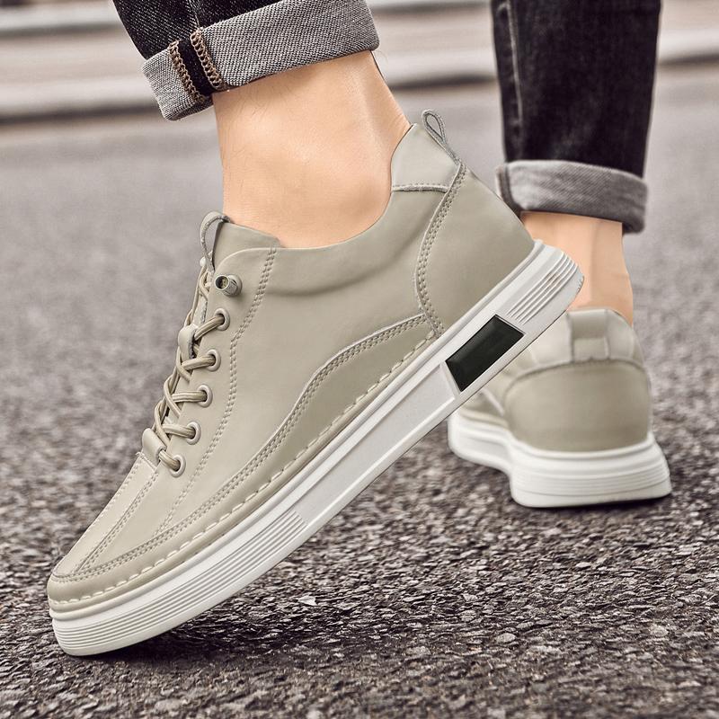 Fashion Summer Genuine Leather Lightweight Lace-Up Sports Shoe Outdoor Comfy Antiskid Thick Bottom Board Shoes Mens Oxford Casual Shoes