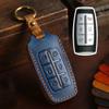 Top Grain Leather Key Cover for Genesis GV70 GV80 G90 - 4/6/8 Button Options w/ Metal Ring, Full Enclosed Anti-Scratch Protector