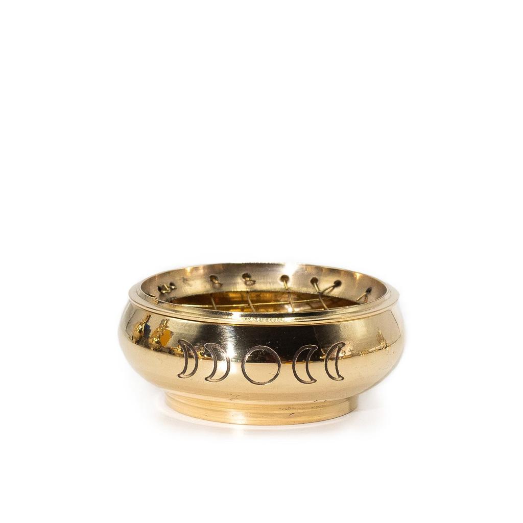 Brass Moon Phases Charcoal Incense Burner with Screen