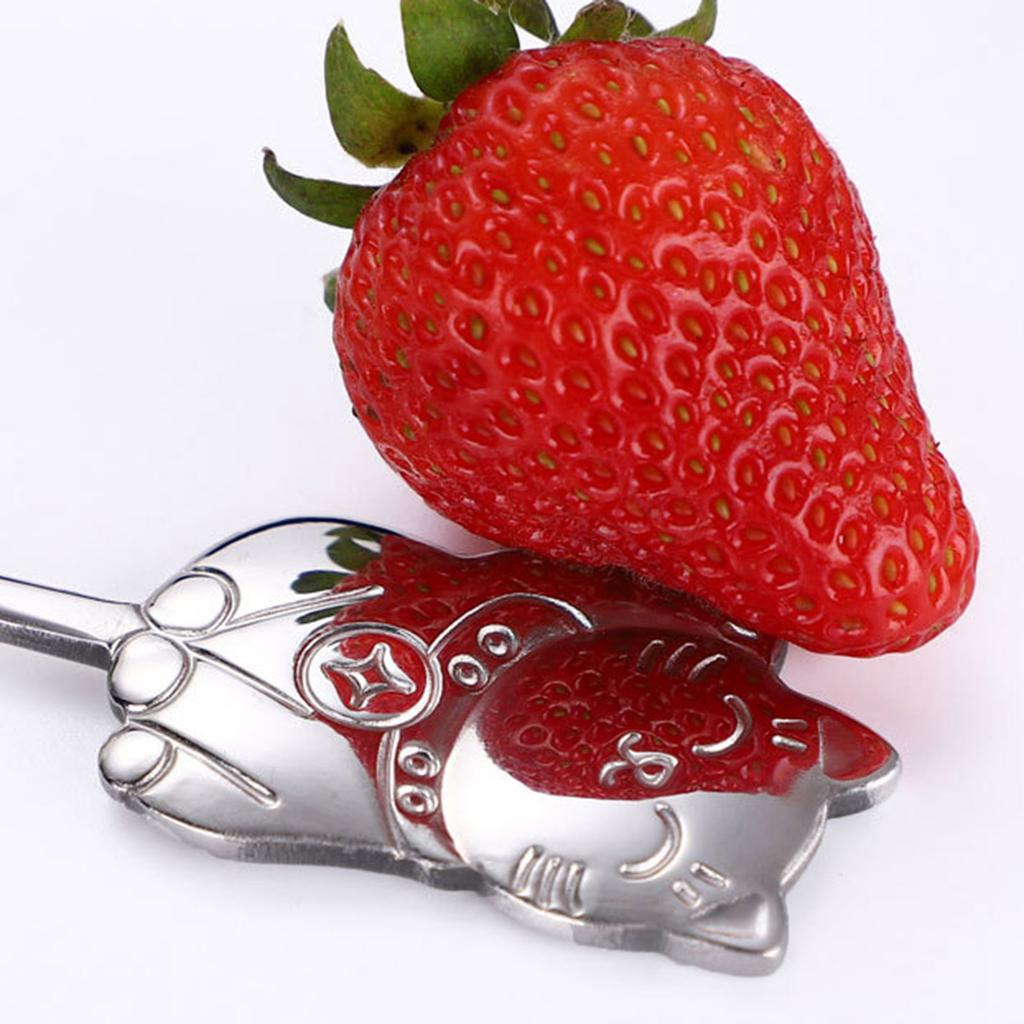 Cute Cats Shape Stirring Spoon Small Mixing Teaspoon Dessert Spoon Stainless Steel Tableware Easy To Clean