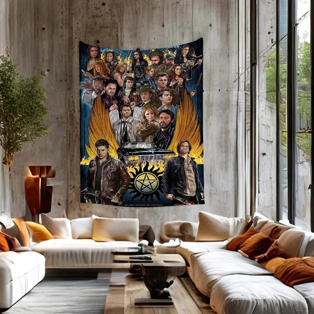 1PC TV Play Series Supernatural Movie Tapestry Printed Large Wall Tapestry Art Science Fiction Room Home Decor Decor Blanket