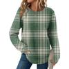 Women's Plaid Print Round Neck Long Sleeve Casual Loose Top
