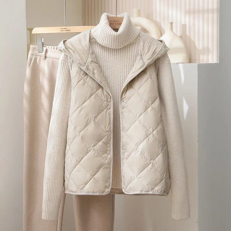 Giacca Gilet Senza Maniche con Cappuccio in Cotone Piumino Autunno e Inverno Nuova Moda Gilet Giacca in Cotone Calda e Ampia