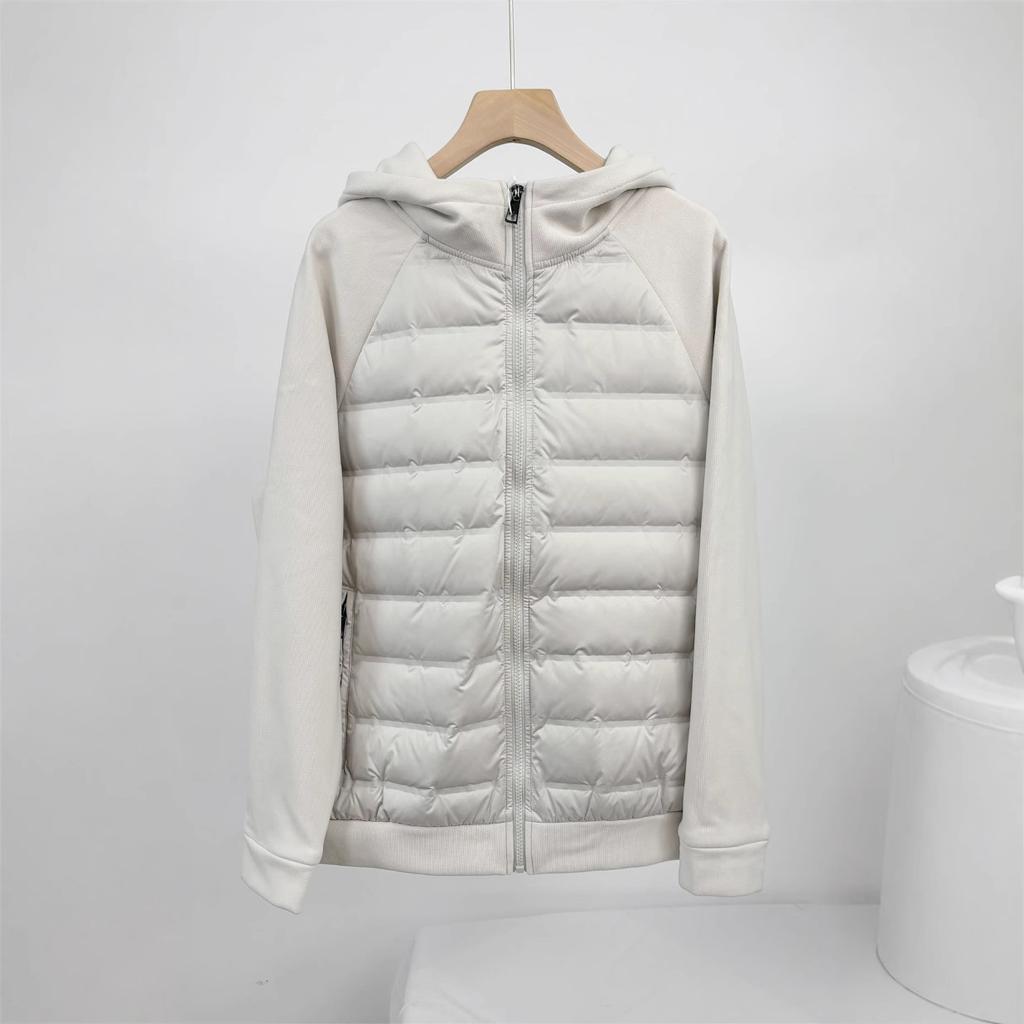 (recommended for couples) Splicing sweater hat for men and women couples down jacket% white duck down thin knitted